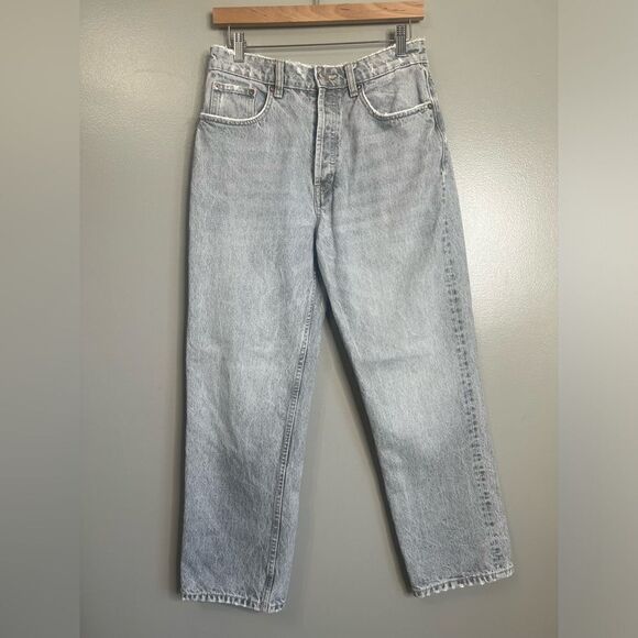 Zara jeans size 6 washed gray button fly ankle distressed rocker edgy - Picture 9 of 10